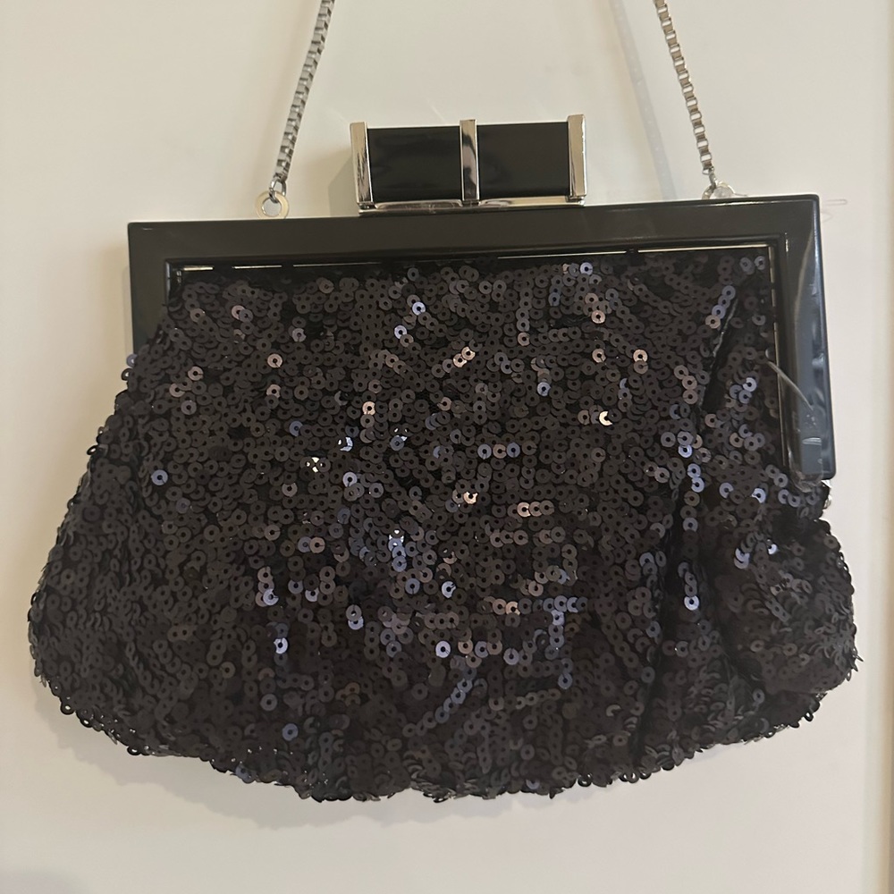 sequinned top shop soft clutch handbag